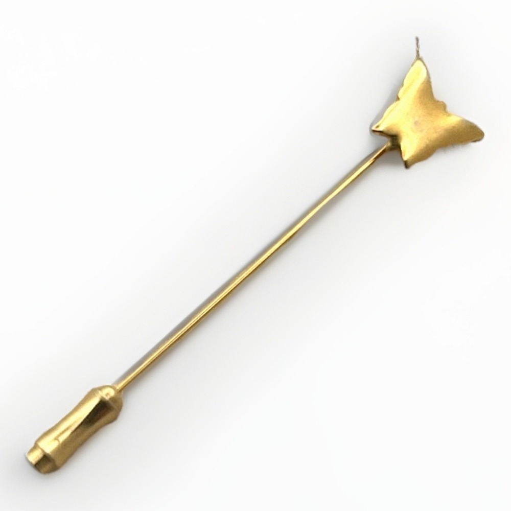 Unbranded Butterfly Stick Pin 1970s Women Gold Excellent Minimalist Lapel Brooch